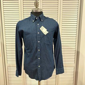 Uniqlo Men's Blue & White Polka dot button down - Small